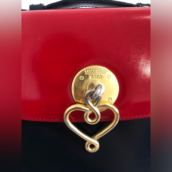 Rare Vintage Franco Moschino Era Bag Purse Red Black Heart Crossbody 80s 90s - Picture 6 of 16
